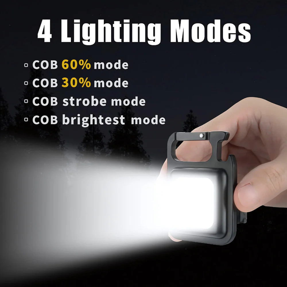 Lumi: Magnetic Keychain Mini LED Torch with Hook, Type-C port, Bottle Opener & Kickstand