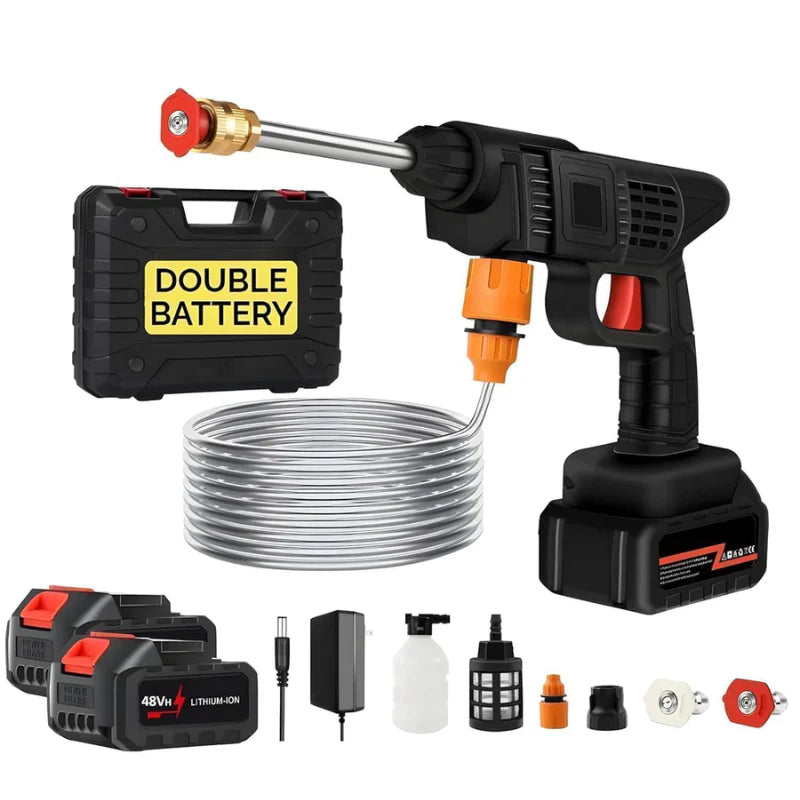 PowerJet: Cordless 48V High-Pressure Car Washer with 12,000mAh Dual Battery,