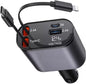 Terminal: 120W 4-in-1 Retractable Car Charger with Voltmeter, QC & PD Fast Charging, Dual USB